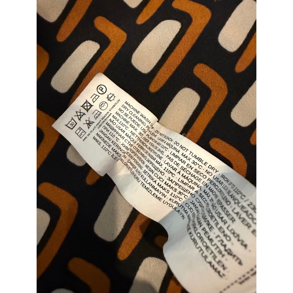 Mango MNG Basics Women Black Orange Geometric Print Long Sleeve Blouse Size 6 - Picture 4 of 7